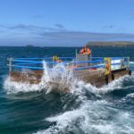 8x4m ScaffFloat with engine underway in Cornwall