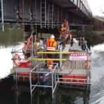 Installing suspended scaffolding from ScaffFloat - Belper Bridge