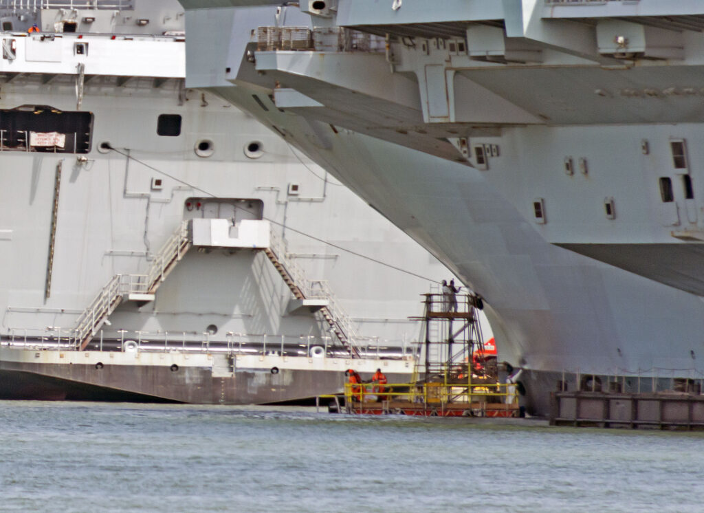 ScaffFloat under aircraft carriers Portsmouth