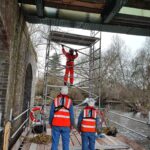 A stable platform for a scaffolding tower to be constructed to carry out the work